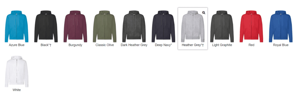 PHSG Hoodie colour examples