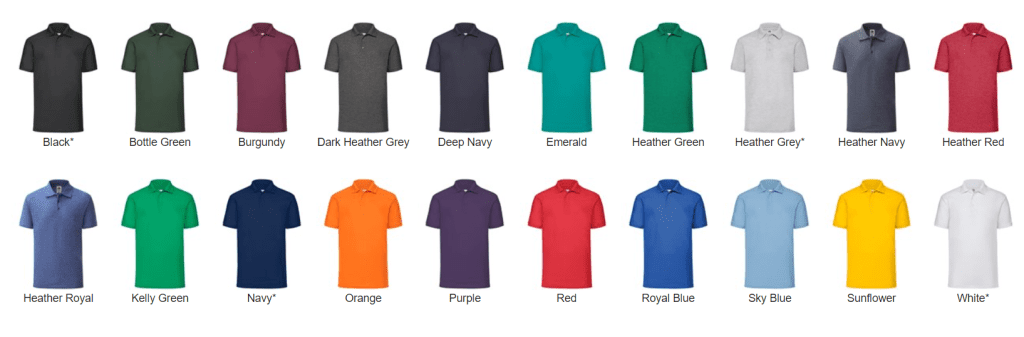 PHSG Polo shirt colour examples